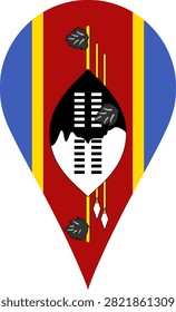 Eswatini Flag Location Pin Map Marker Swazi Destination GPS Vector Icon