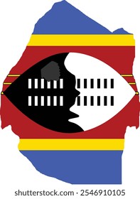Eswatini Flag in Map, Eswatini Map with Flag, Country Map, Eswatini with Flag, Nation Flag