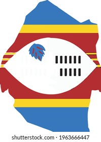 ESWATINI FLAG AND MAP ICON VECTOR