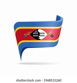 Eswatini flag map pointer layout. Vector illustration.