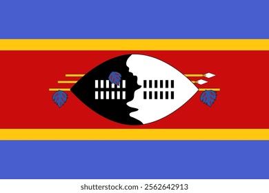 Eswatini flag , official colors and proportion correctly National Swazi flag Vector illustration.