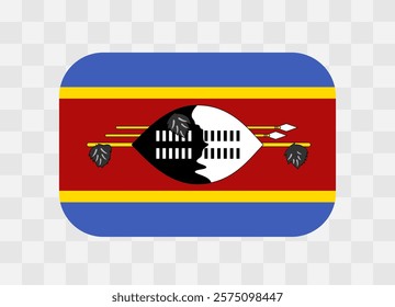 Eswatini flag - rounded rectangle colorful flag representing a country cultural identity and heritage. The essence of national pride and unity. Vector flag on transparent background.