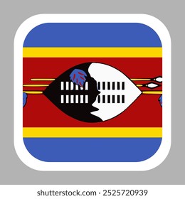 Eswatini flag square flat vector with rounded corners and white border, vector illustration