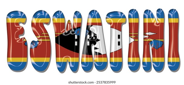 Fuente de texto de la bandera de Eswatini, fondo colorido de la bandera de Etiopía 3D, Ilustración vectorial de la bandera de Etiopía