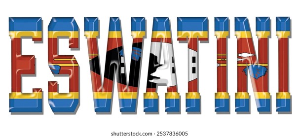 Eswatini flag text font, 3D Ethiopia flag colorful background, Ethiopia flag vector illustration