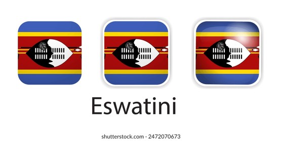 Eswatini flag vector icons set in the shape of rounded square
