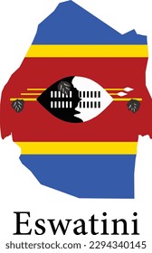 eswatini flag vector illustration, flag in shape of an Eswatini map. svg