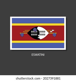 Eswatini flag Vector Square Icon on Black Background.