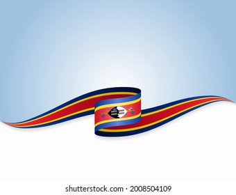 Eswatini flag wavy abstract background. Vector illustration.