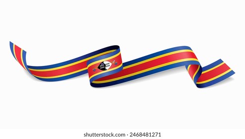 Eswatini flag wavy abstract background. Vector illustration.
