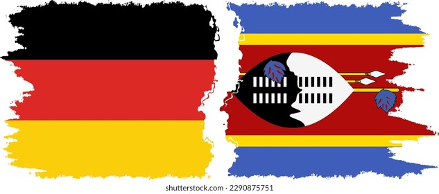 Conexión de banderas grises eSwatini y Alemania, vector
