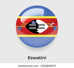 Eswatini Hochglanzblase mit nationaler Flagge Rundform Symbol Vektorgrafik Glas