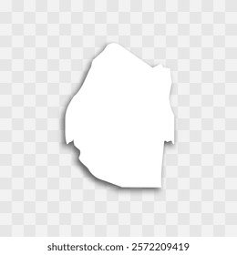 Eswatini high detailed vector representation of country silhouette. White color on transparent background with dropped shadow. For educational, decorative, or informational use.