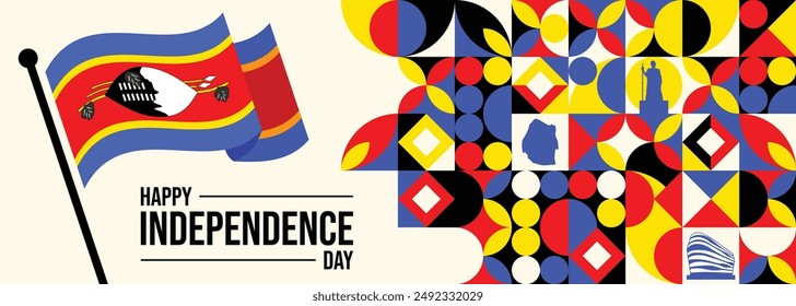 Eswatini Independence day banner with map and landmark