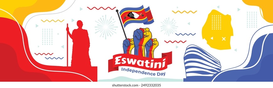 Eswatini Independence day banner with map and landmark