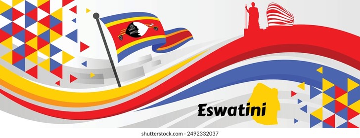 Eswatini Independence day banner with map and landmark