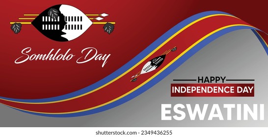 Eswatini Independence Day (Somhlolo Day) Vector poster with waving flag	