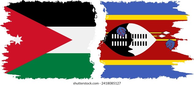 eSwatini and Jordan grunge flags connection, vector