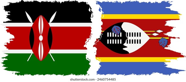 eSwatini and Kenya grunge flags connection, vector