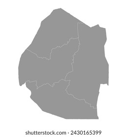 Eswatini map with administrative divisions. Vector illustration.