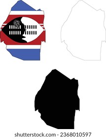 Eswatini Map icon. Eswatini Clipart. Eswatini Flag Map sign. Eswatini Outline. flat style.