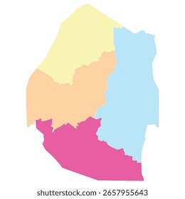Eswatini map regions in  multicolor