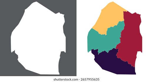 Eswatini map set. Map of Eswatini in set with multicolor