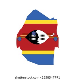 Eswatini Map vector icon. Map of Eswatini in Flag colors.