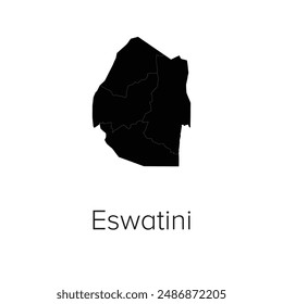 Eswatini Map Vector Illustration - Silhouette, Outline, Eswatini Travel and Tourism Map