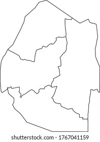 Eswatini map in white color and black border on white background. Vector illustration.