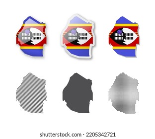 Eswatini - Maps Collection. Six maps of different designs. Set of vector illustrations