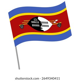 Bandeira nacional do Suazilândia flutua com mastro