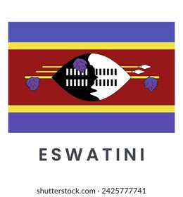 Eswatini national flag isolated on white background.