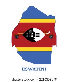 Eswatini National Flag Map Design, Illustration Of Eswatini Country Flag Inside The Map