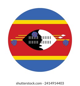 Eswatini national flag vector icon design. Eswatini circle flag. Round of Eswatini flag.

