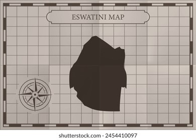 Eswatini old classic country map. Vintage antique map paper style.