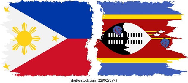 eSwatini and Philippines grunge flags connection, vector