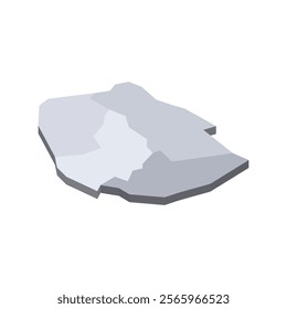 Eswatini political map of administrative divisions - regions. 3D isometric blank vector map in shades of grey.