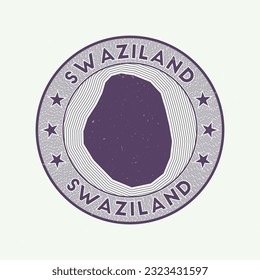 Eswatini round badge vector. Country round stamp with shape of Eswatini, isolines and circular country name. Appealing emblem. Attractive vector illustration.