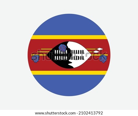 Eswatini Round Country Flag. Circular Swaziland National Flag. Kingdom of Eswatini Circle Shape Button Banner. EPS Vector Illustration.