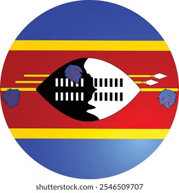 Eswatini Round Flag Icon Vector