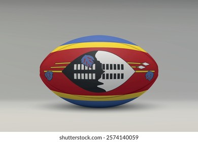 Eswatini rugby ball featuring the national flag design on a gray background