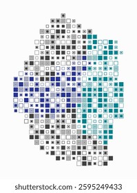 ESwatini, shape of the country build of colored cells. Digital style map of the eSwatini on white background. Large size square blocks. Abstract vector illustration.