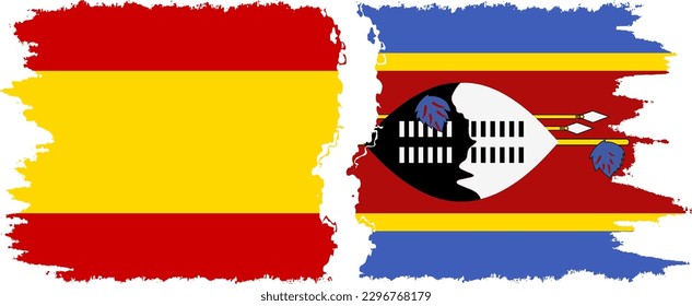 eSwatini and Spain grunge flags connection, vector