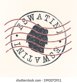 Eswatini Stamp Map Postal. Silhouette Seal Roads and Streets. Passport Round Design. Vector Icon. Design Retro Travel National Symbol.