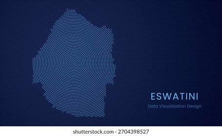 Eswatini estilizou o mapa pontilhado no conceito moderno de visualização de tecnologia de dados circulares.