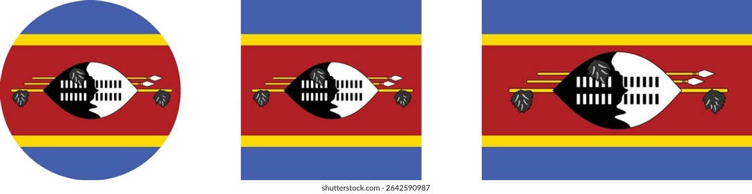 
Eswatini (Swaziland) flag PNG vector. Eswatini square and round icon isolated on transparent PNG background. Eswatini flag icon.