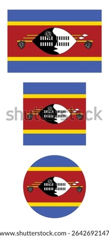 
Eswatini (Swaziland) flag PNG vector. Eswatini square and round icon isolated on transparent PNG background. Eswatini flag icon.