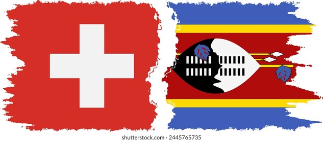 eSwatini and Switzerland grunge flags connection, vector