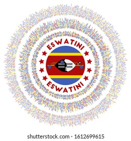 Eswatini symbol. Radiant country flag with colorful rays. Shiny sunburst with Eswatini flag. Amazing vector illustration.